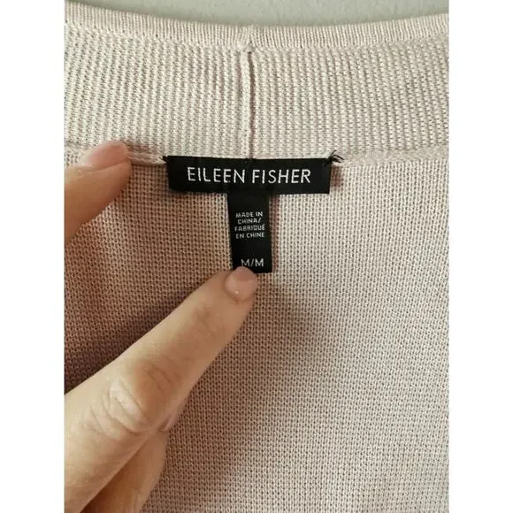 Eileen Fisher sz medium light lavender silk organic cotton blend cardigan - Picture 4 of 7